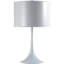 Lampe de table haute 25 po en métal avec finition blanche, abat-jour rond blanc