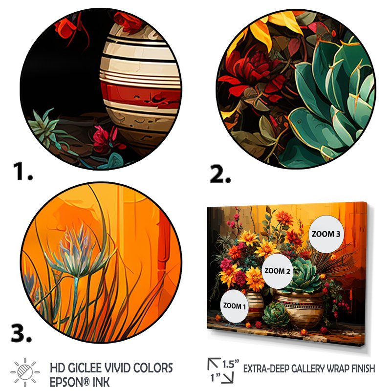 Boho, poterie florale mexicaine, Cadre flottant doré, H 16 po x l 32 po x P 1 po