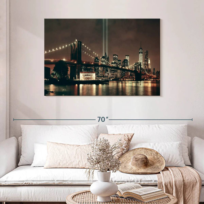 Lueur de nuit du pont Sireci Brooklyn, H 30 po x l 45 po