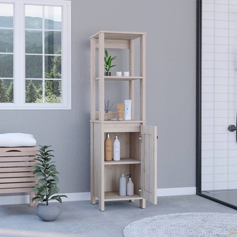 Linen Cabinet Jannes, Two Open Shelves, Single Door