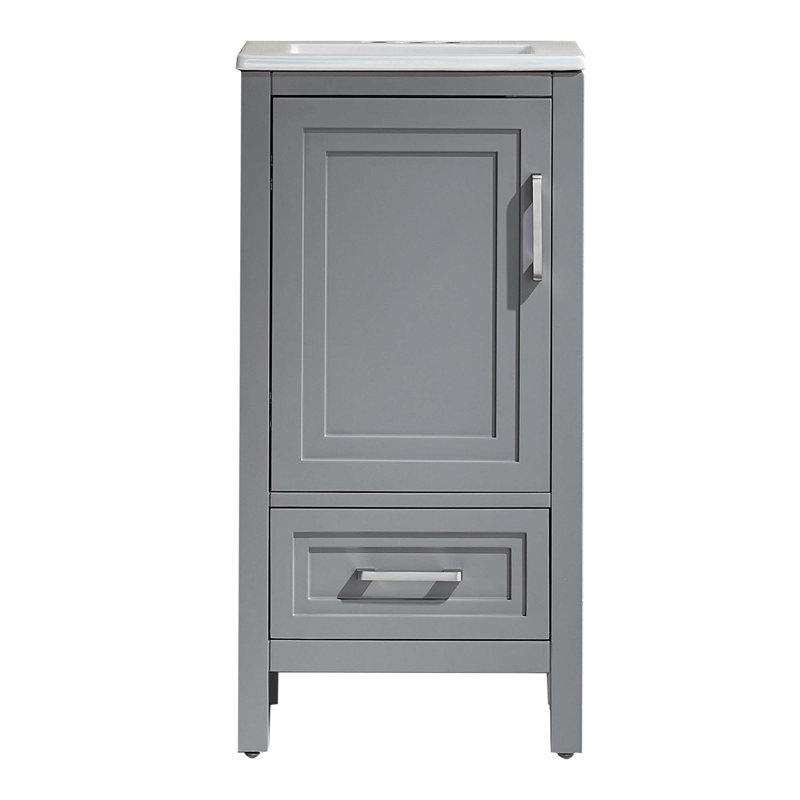 Ensemble de meuble-lavabo simple autoportant 18 po avec 2 poignées entièrement assemblé