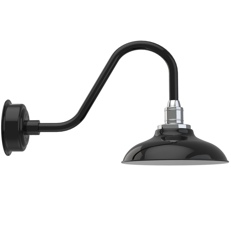 Luminaire de grange d'extérieur Ludwicka, Noir, H 13,87 po x l 12 po x P 25 po