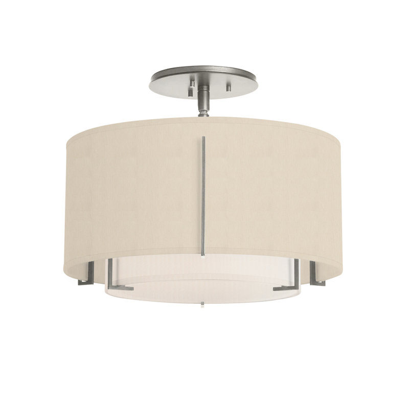 Exos 3 - Light Semi Flush Mount, Sterling, Flax, 12.2" H x 16.1" W x 16.1" D
