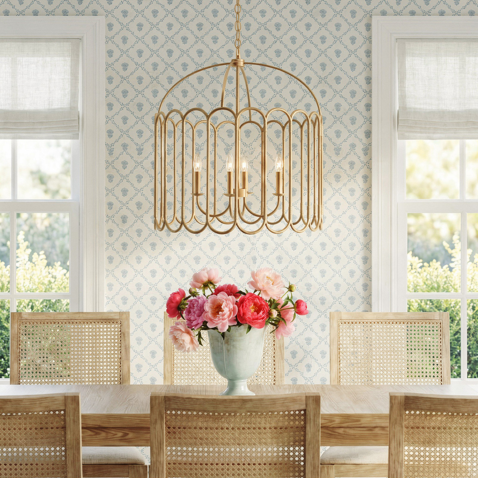 Charla 4-Light Chandelier, Natural Brass