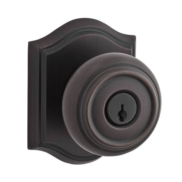 Traditional Keyed Door Knob with Traditional Arch Rose, Yes, Venetian Bronze, Keyed Different
