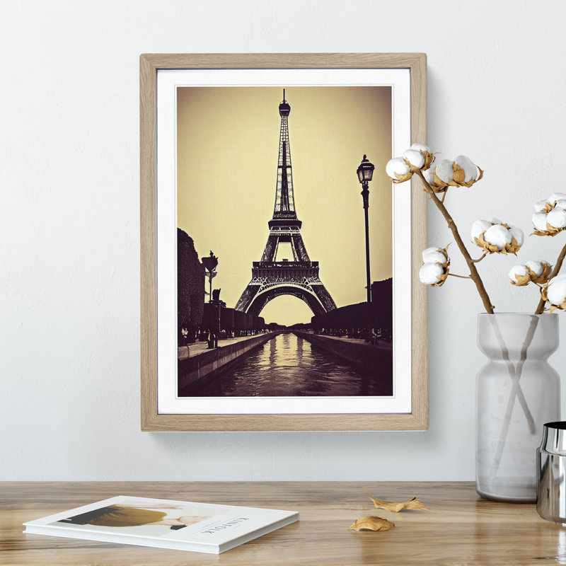 Towards the Eiffel Tower 1 Piece Single Picture Frame Wall Art, 34cm H x 25cm W, Oak