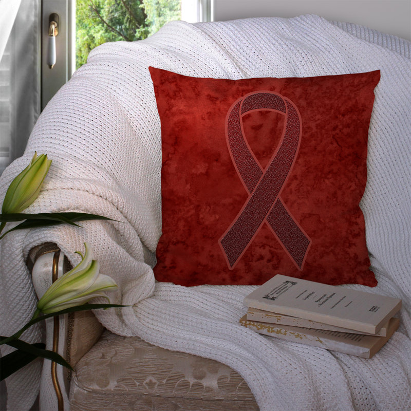 Housse de coussin d'extérieur carré Ribbon for multiple myeloma cancer, H 18 po x l 18 po x P 5,5 po