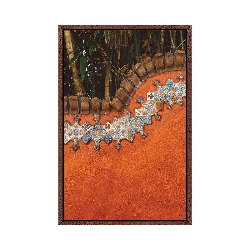 Mexican Tile by Bethany Young - Print on Canvas, 101.6cm H x 66.04cm W x 3.81cm D, Classic Brown Wood Framed
