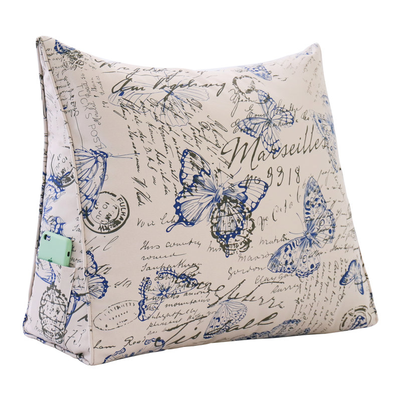 Coussin lombaire à coussin de lecture en coton, Bleu papillon