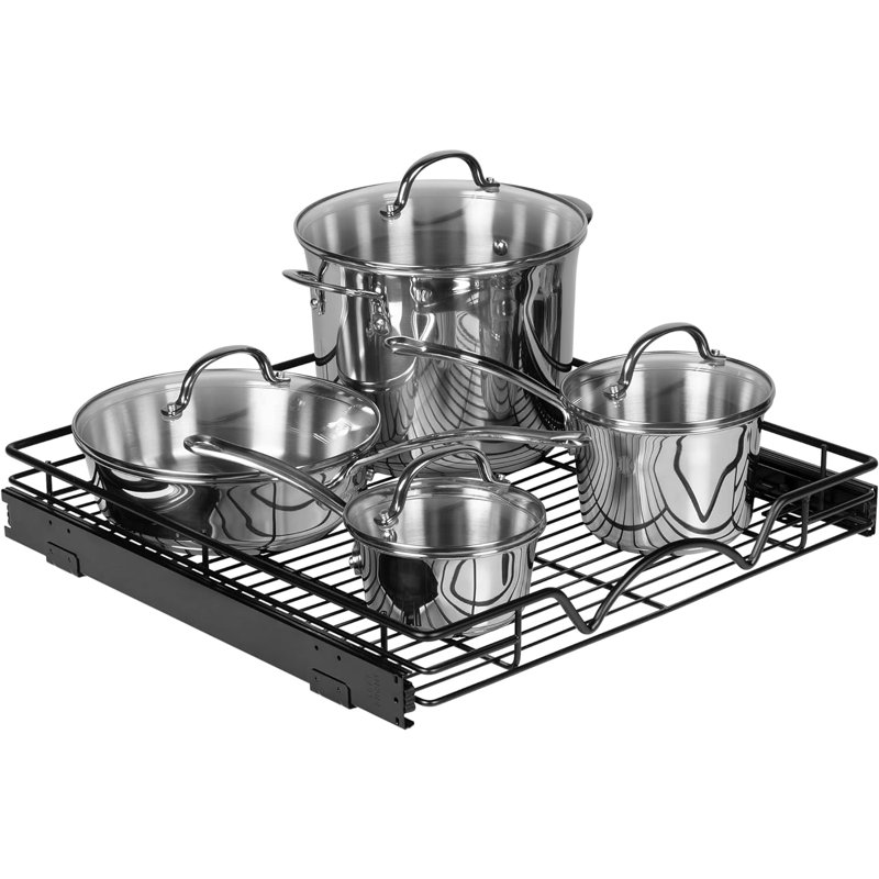 Organisateur d'armoire coulissant noir avec métal robuste et garantie à vie limitée, H 3,15 po x l 22,66 po x P 21 po