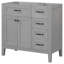Base de meuble-lavabo de 36 po en gris - bois massif et tiroir de conception moderne autoportant pour assemblage requis-2113909075-2113909077