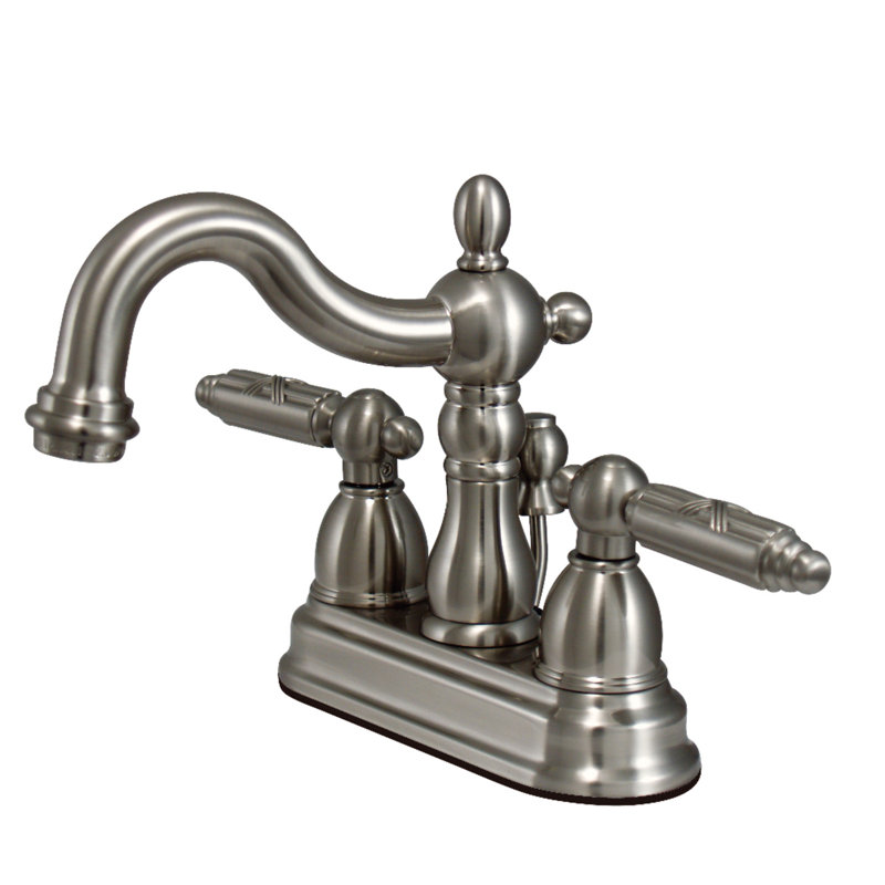 Robinet pour salle de bain avec ensemble de drain central à Heritage, Nickel brossé