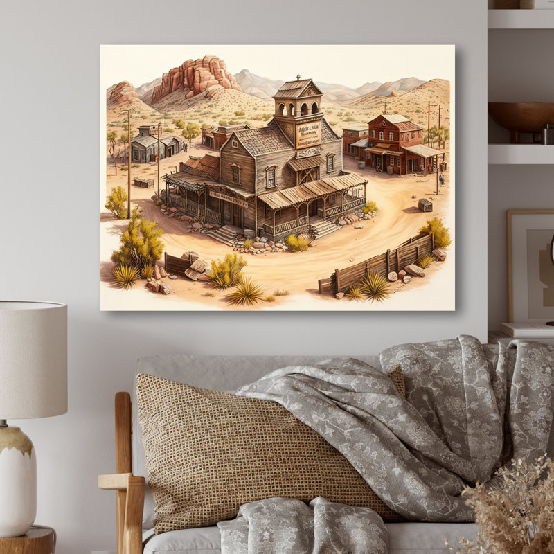 Arizona Wild West Town I - Impression sur toile, H 30 po x l 40 po x P 1,5 po, Toile tendue