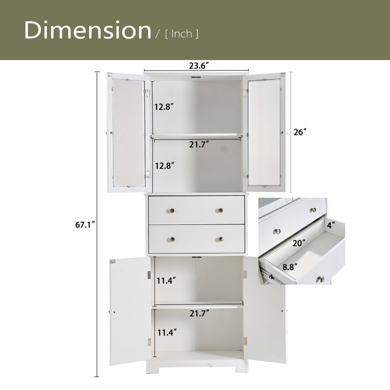 Armoire de rangement de 67 po de hauteur avec portes et tablettes Grande armoire de rangement pour garde-manger avec tiroir Grande armoire de rangement pour la cuisine