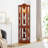 Corner Curio Cabinet With Lights, Adjustable Tempered Glass Shelves, Mirrored Back, Display Cabinet (E26 Light Bulb Not Included)