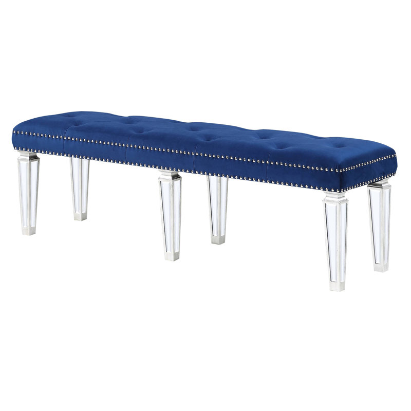 Hallmark Upholstered Bench with Tapered Leg, Blue