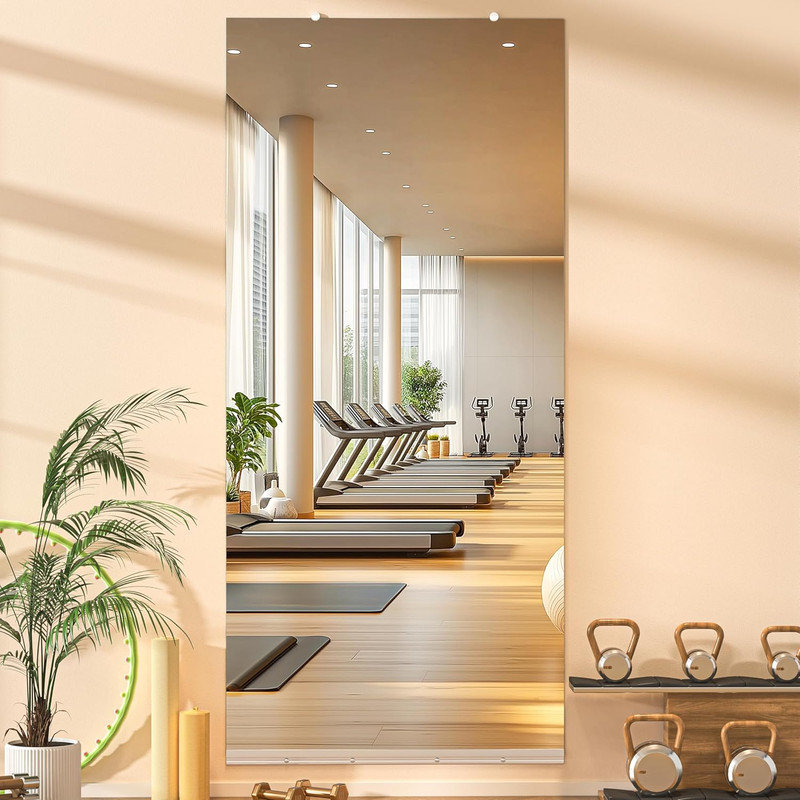 Ebern Designs Full Length Rectangle Wall Mirror Home Gym Mirror Dance Studio Mirror Tempered Glass Mirror 3-Year Warranty