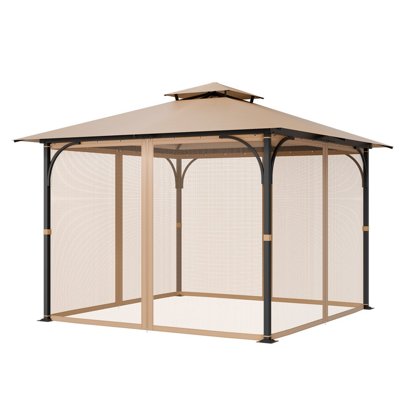 VEVOR Polyester Side Wall for Gazebo, 210.9cm H x 274cm W x 274cm D, Brown