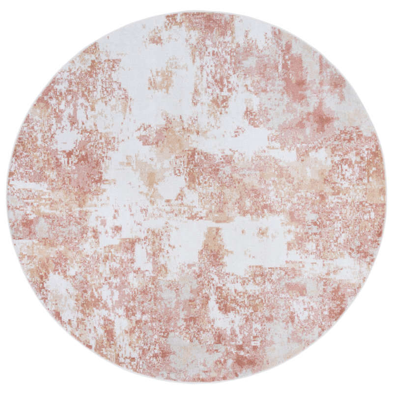 Bayside 128 Performance Machine Washable Abstract Rug, Round 6'7"