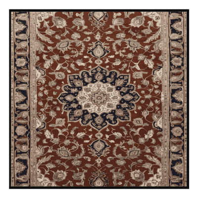 Tapis persan noir lavable à la machine