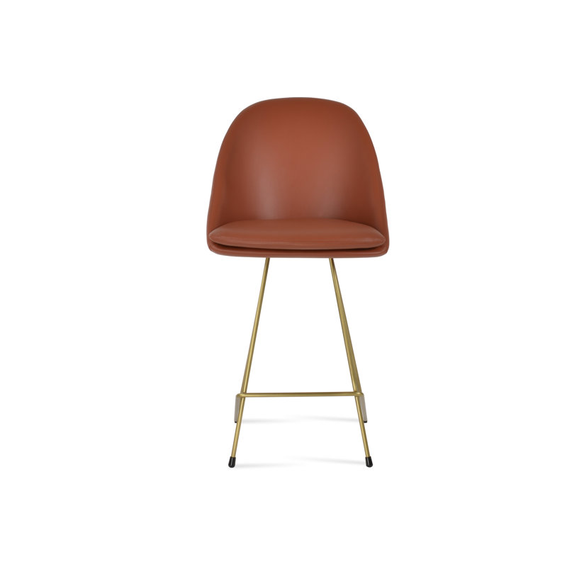 Tabouret de bar et de comptoir Avanos, Tabouret de comptoir (siège d'une hauteur de 24 p, Cannelle, Laiton