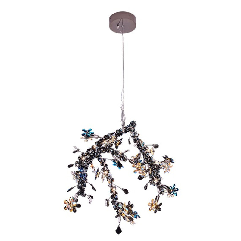 LUSTRE À FLEURS DE LA FLEURIE WIM623, Cuivre noir, 26 po de longueur x 12 po de profondeur x 12 po de, Transparent et rose