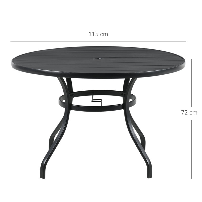 Michiana Round Metal Outdoor Dining Table With Umbrella Hole , 115cm cm W 115cm cm D