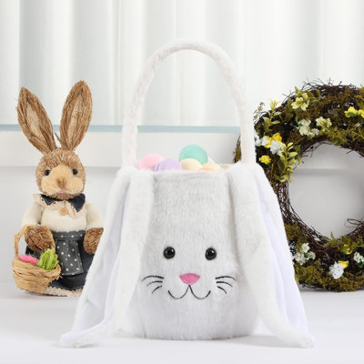 Panier de lapin de Pâques, sacs en toile de coton, sac de chasse aux œufs, sacs de lapin à imprimé en peluche