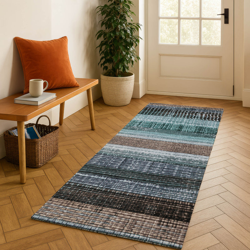 Premium Machine Washable Crestover AMF1873 Stripes Rug, Runner 2'3" x 7'6"