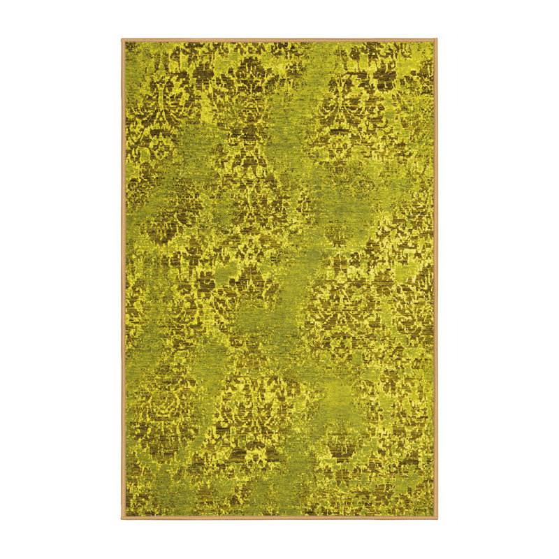 Tapis abstraits jaunes lavables à la machine Abstract 5378, Rectangle 2 pi x 3 pi
