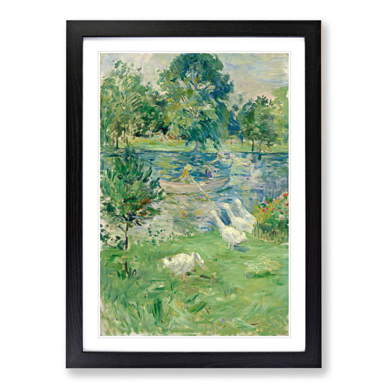 Girl in a Boat with Geese by Berthe Morisot - Framed Print, Black Framed, 65cm H x 48cm W x 2cm D