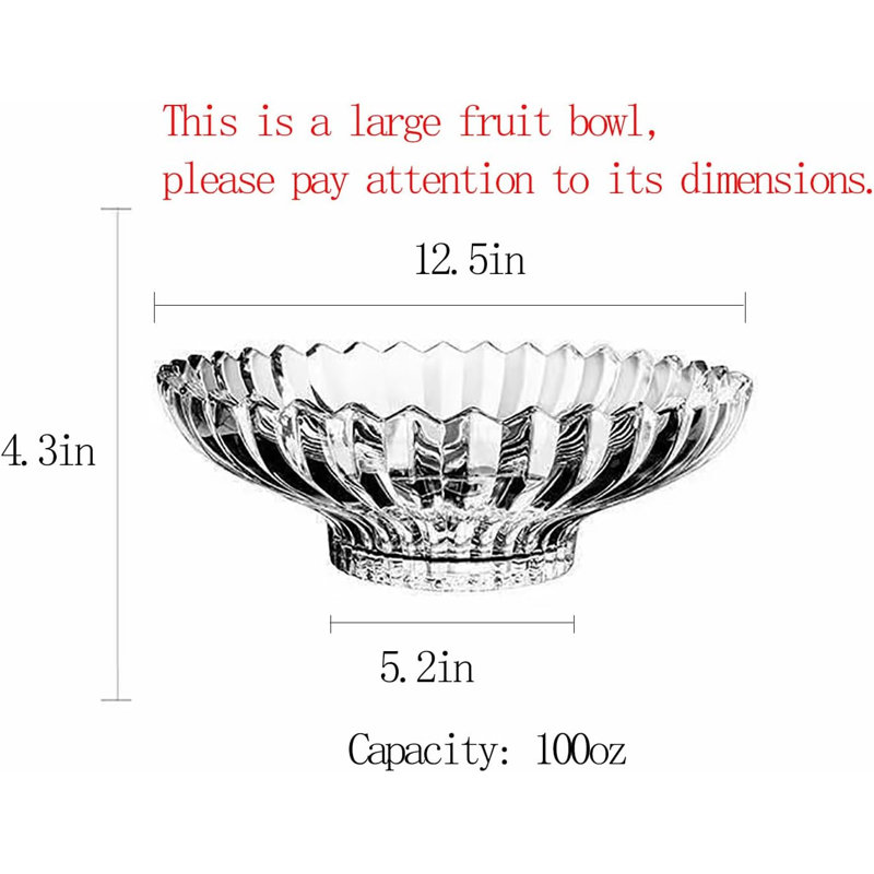 Extra Large White Glass Fruit Bowl