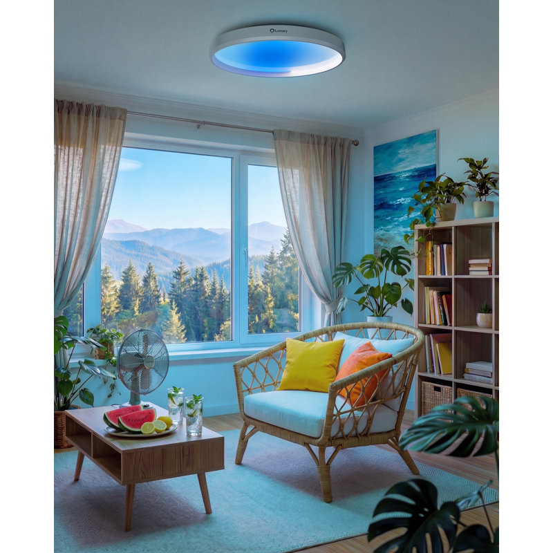 Lumary 16.5" Smart Natural Sky Ceiling Light, 1800K-12000K Circadian Rhythm Flush Mount Light with App & Voice & Remote Control Artificial Skylight