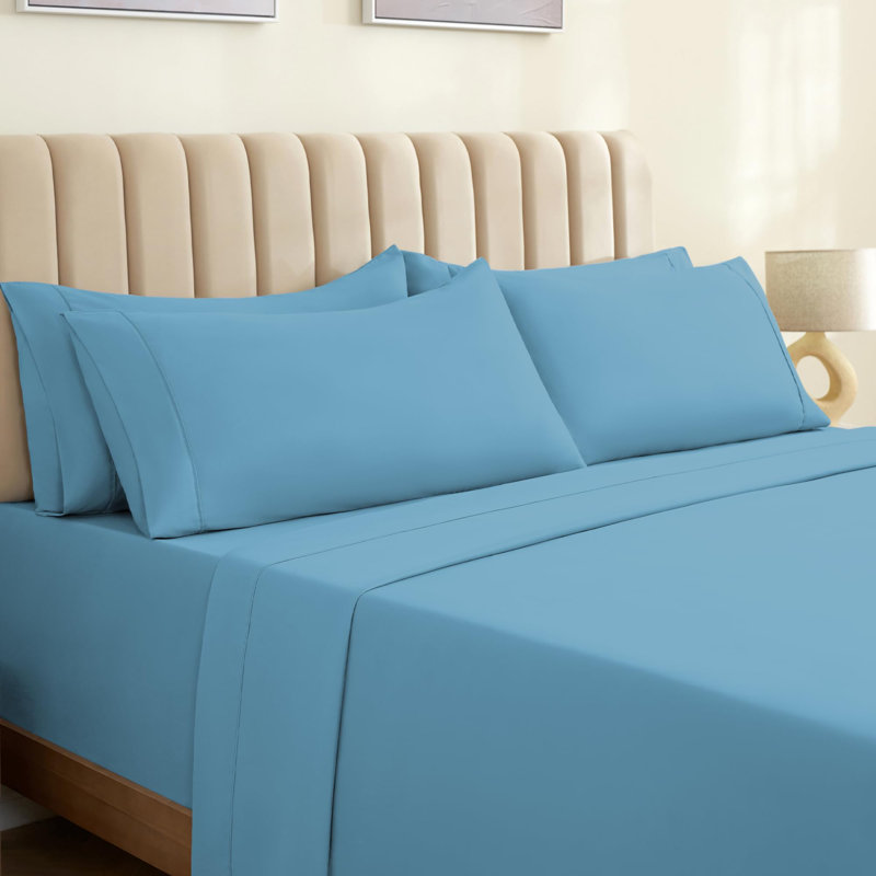 Luxclub 4 PC Aqua Silky Soft Cooling Deep Pocket Performance Sheet Set, King Sheet Set with 2 Pillowcases, Emerald