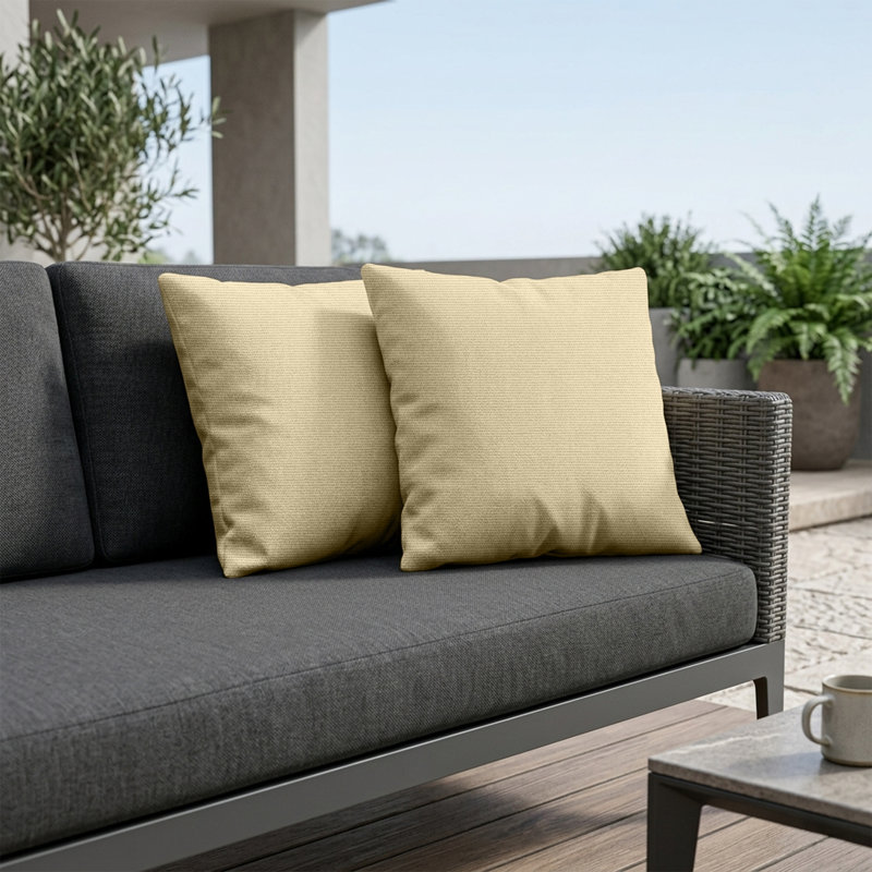 Sunbrella Square Weather Resistant Outdoor Pillow Cover and Insert, Beige, 18"H x 18"W