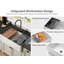 NOZLOO - L 33 po x l 20 po - Évier de cuisine en argile réfractaire, station de travail à cuve simple à tablier lisse avec planche à découper, blanc