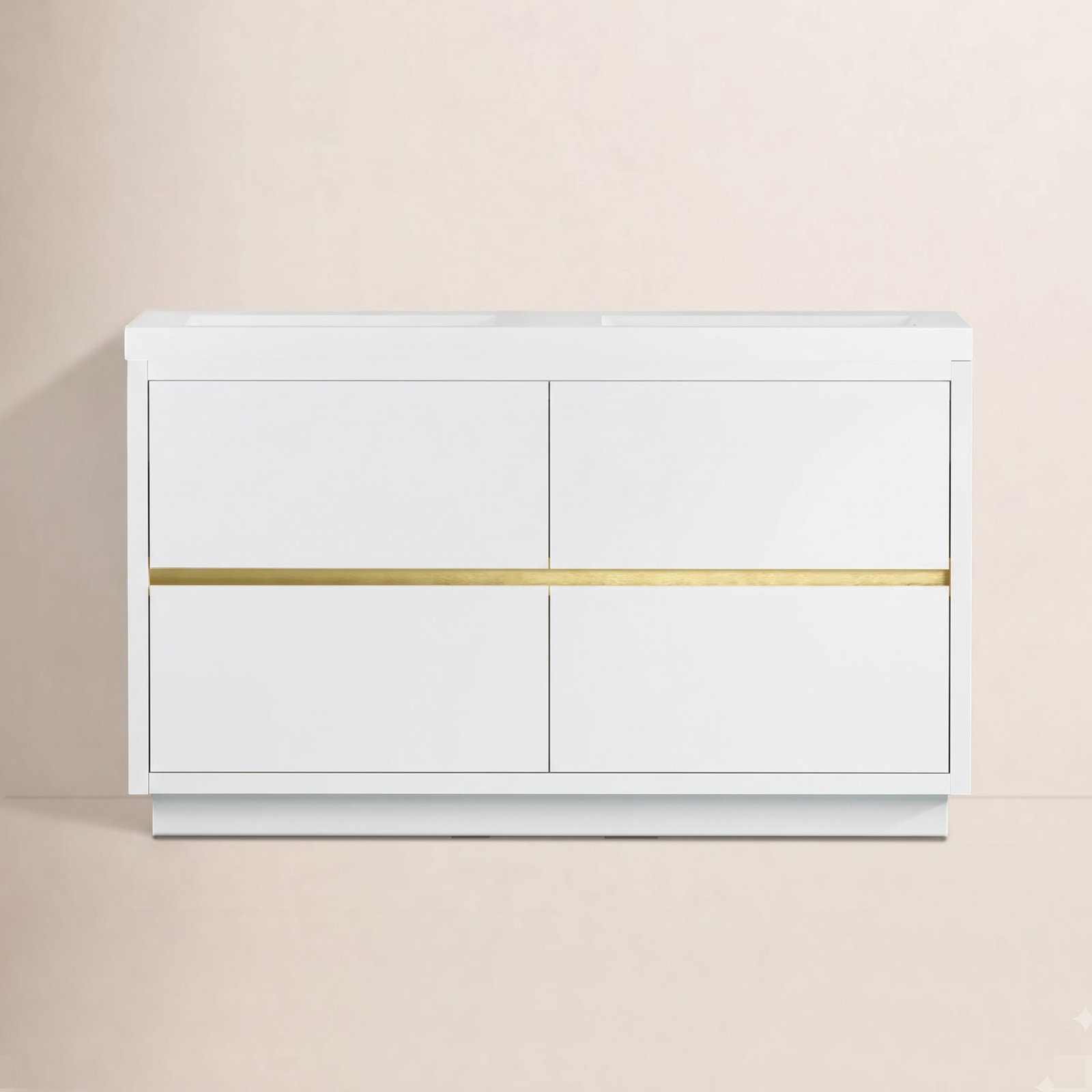 Beira 60" Double Bathroom Vanity, Glossy White