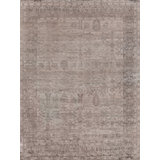 Antique'd Silk Oriental Area Rug in Taupe