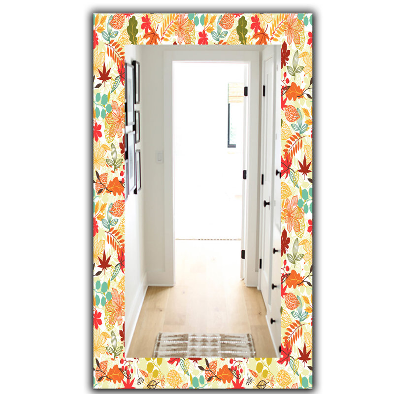 Miroir mural à feuilles d’automne stylisées, H 39,4 po x l 29,5 po