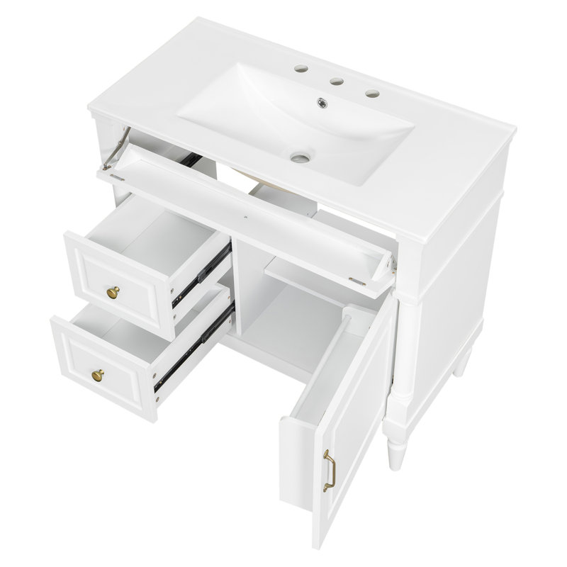 36" Bathroom Vanity with Sink, White