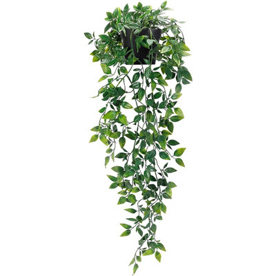 Artificial Hanging Plant In Pot, Faux Indoor Outdoor Greenery For Living Room, Office, Shelf And Home Decor