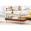 Table basse moderne - autocollant texturé en verre transparent et bois foncé, utilisation polyvalente, table de rangement spacieuse de 43,3 pouces, trempé et espace, pieds transparents pour un soutien stable, décoration dans le salon-1812872275-1812872274