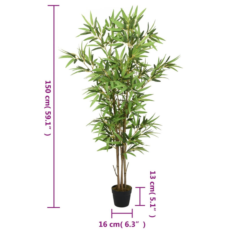 Faux Bamboo Tree Plant in Plastic Pot, 150cm H x 16cm W