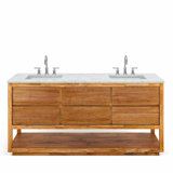 Tessa 72 In. Mango Wood Carrara White Marble Countertop Bath Vanity with Chrome Faucet