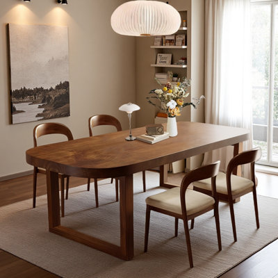 Brown Solid Wood Dining Table Set