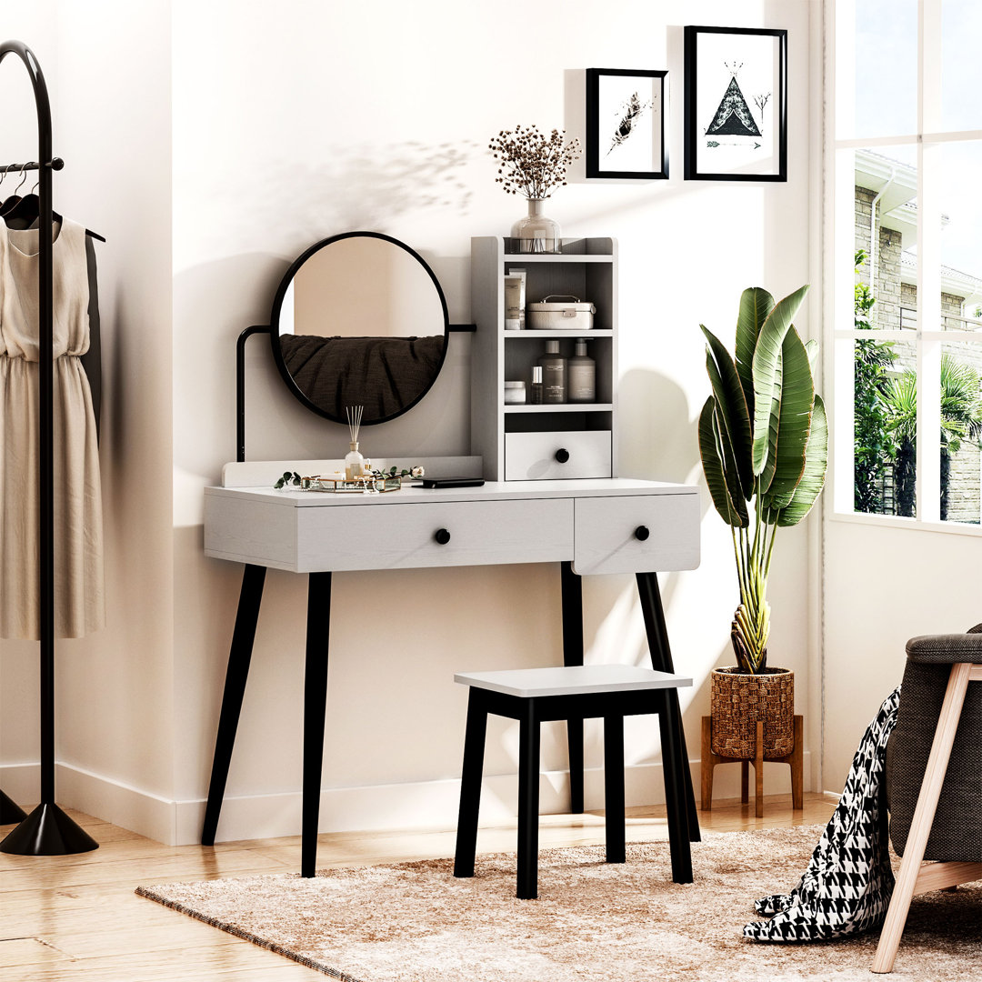 Garside Dressing Table Set with Mirror and Stool