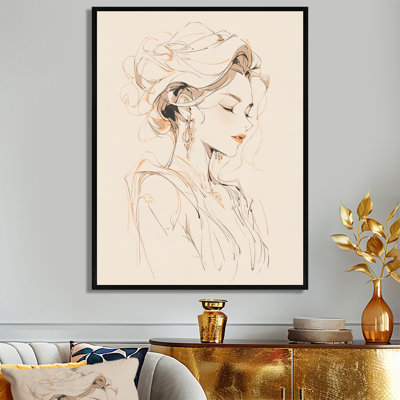 Elegant Fashionista Portrait délicat sépia - mode femme, art mural, salon