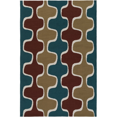 Tapis brun, rouge et bleu Zack