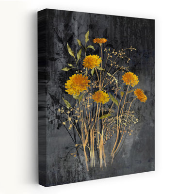 «Fields of Gold I», art floral élégant et rustique abstrait