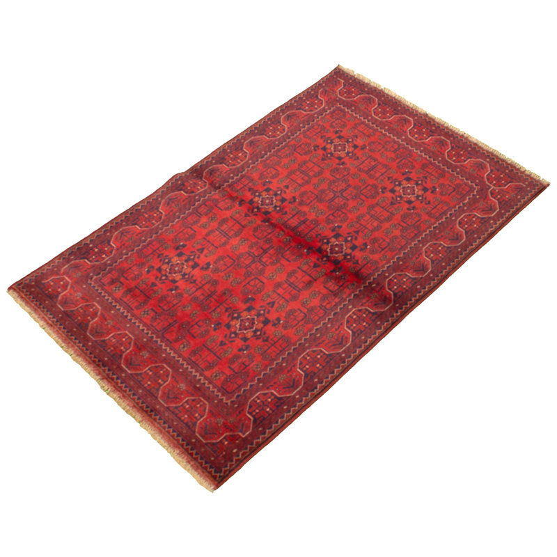 Tapis de zone en laine rouge 4 pi 1 po x 6 pi 5 po à main one-of-kind-noué la 2010 esari Allaina